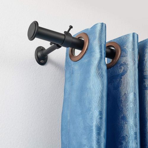 YunNephele Ceiling Curtain Rod 56-108 inch Matte Black,Adjustable Metal Single Window Curtain Rods Set,1 inch diameter Hanging /Wall Mount Drapery Rod