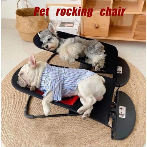 Dog Rocking Chair, Portable Cat Rocking Chair, Pet Dog Bed Cat Sofa, Foldable Rocking Chair Small Pet Rocker for Pets up to 30 lbs (Black)