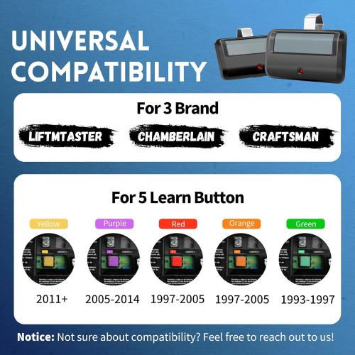 2 for Chamberlain LiftMaster Craftsman Garage Door Opener Remote 891LM 971LM