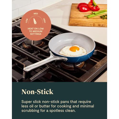 Caraway Mini Cookware Set - Non-Stick Ceramic Fry Pan (1.05 qt, 8) & Sauce Pan (1.75 qt) - Non Toxic, PTFE & PFOA Free - Oven Safe & Stovetop Agnostic (Gas, Electric & Induction) - Marigold