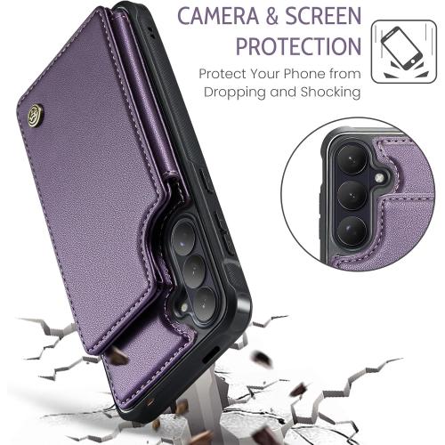 Kowauri for Samsung Galaxy S26 Case, PU Leather Wallet Case for Women Men with RFID Blocking Card Holder Slot Magnetic Closure Shockproof Protective Phone Cover for Samsung Galaxy S26 (Purple)