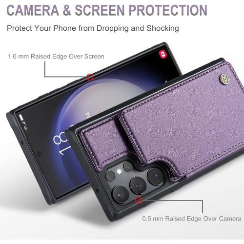 Vinich for Samsung Galaxy S23 Ultra Wallet Case with Card Holder, RFID Blocking Credit Slots Kickstand Shockproof Phone Cover Fit for Galaxy S23 Ultra 6.8 Purple