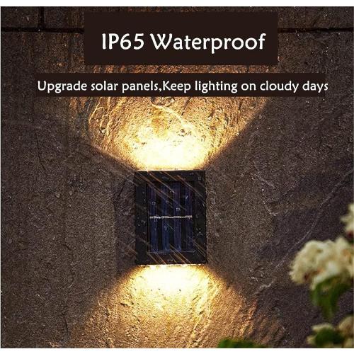 ASLIDECOR Solar Wall Lights UP Down 4 Pack,Illuminate Outdoor Sunlight Sensor Lamp IP65 Waterproof LED Modern Deck Lighting Decor for House Patio Porch