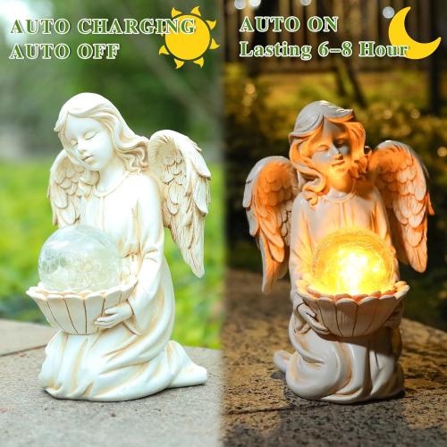 Angel Statue Outdoor Decor, Angel Gardening Gifts with Solar LED Lights