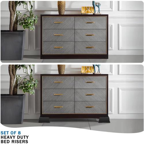 Bed Risers 2 Inch Heavy Duty,Oversized Couch Risers, Extra Wide Furniture Risers for Sofa Table Desk Headboard Chair Lifting,Rectangle Risering Blocks Support 6000 lbs(8 Pack Black)