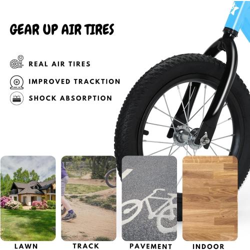 14 Inch Balance Bike for Kids 3-6 Year Old, No Pedals, Air Rubber Tires, Adjustable Height, Pedalless Bicycle for Boys, Girls, Blue