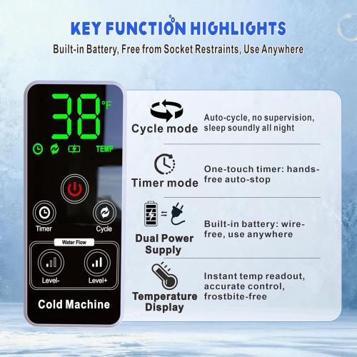 Cold Therapy Machine, Built-in 3000mAh Battery, Cold Therapy for Knee Replacement, Ice Machine for Knee After Surgery, Cryotherapy Systems Suitable for Home use,