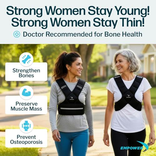 EMPOWER Weighted Vest for Women with Reflective Strips – Fixed 8lbs, Adjustable 4-10lbs (4 in1) or Adjustable10-16lbs (4 in 1), Strengthen Muscles, Boost Bone Health, and Burn More Calories for Workout - Rucking Vest