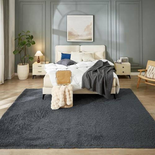 Floralux Area Rugs Size  9x12 Color Grey  Living Room, Dark Grey, Large Shag Rug Bedroom Rug, Ultra Soft Shaggy Fluffy Carpet for Playroom, Plush Modern Carpets for Kids Room, Dorm Home Decor Aesthetic