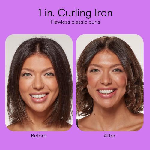 Conair Double Ceramic 1-Inch Curling Iron, 1-Inch Barrel Creates Classic Curls, Hair Curler for Use on Short, Medium, & Long Hair, White/Rose Gold