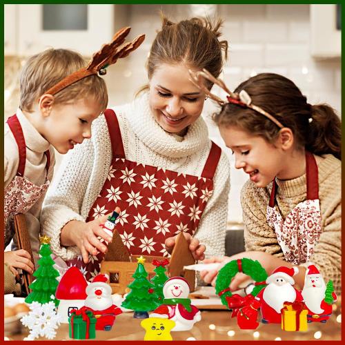 Bvrbaory 42 Pcs Miniature Winter Garden Christmas Ornaments,Resin DIY Mini Christmas Accessories,Miniature Christmas Theme Figurines for Christmas Party Decoration,DIY Mini Christmas Garden Scene
