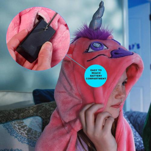 2021 Version Bright Eyes Blanket - Super Soft Blanket for Kids with LED Lights - Hooded Blanket, Robe, Comfy Throw Blanket, Unicorn; Warm Fuzzy Blanket, Animal Blanket, Machine Washable