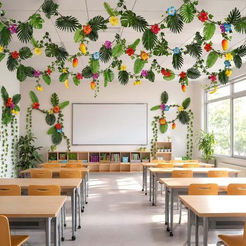 77PCS Tropical Jungle Decor Kit for Luau, Safari & Baby Shower