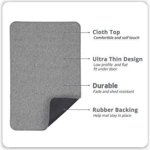 Bath Mat,Ultra Thin Bathroom Rugs,Rubber Bath Mats for Bathroom,No Slip Bath Rugs,Quick Dry,Machine Washable,Low Pile,Absorbent,Shower Outside,Sink,Home Decor Accessories.Grey,1'5x2'3(17x27Inch)