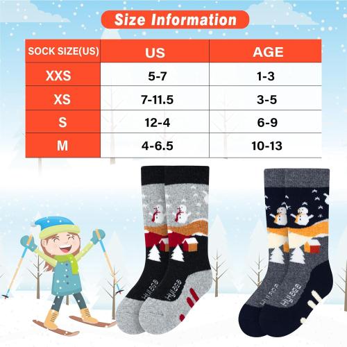 Hylaea Merino Wool Ski Socks Kids, Knee-high Warm Thermal Snowboard Skating Socks for Boys Girls Toddler