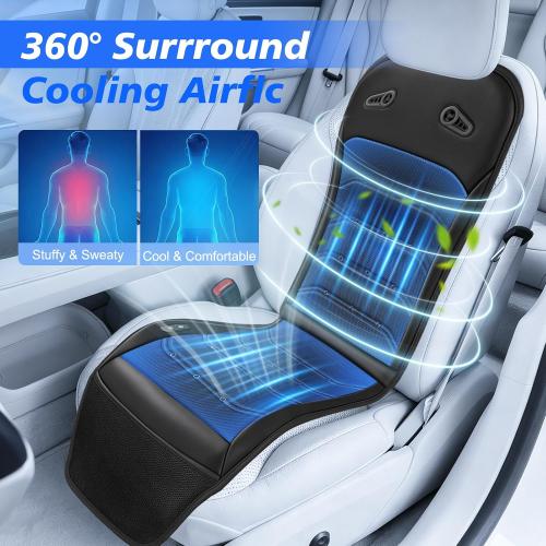 Cooling Car Seat Cover: 2-in-1 Car Seat Cushion with Massage & Ventilation, 12V/24V Universal Fit for Car/Truck/SUV, Intensity, Breathable & Comfortable (Black)