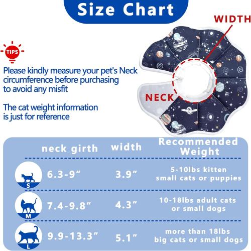 Soft Adjustable Cat Cone Collar - Comfortable Recovery Collar for Cats After Surgery (Dark Blue, Medium)