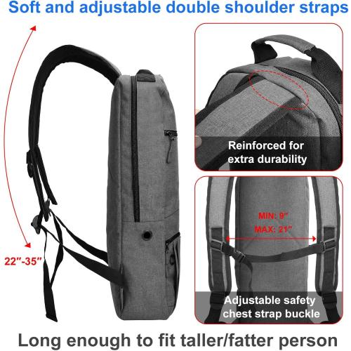 Oxygen Tank Backpack, Size D, Portable O2 Cylinder Carrier Backpack for Travel (Grey)