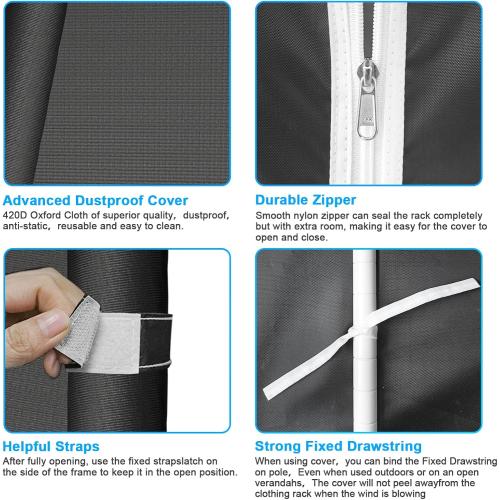 Ulif E13C Heavy Duty Closet Organizer System，Freestanding Clothing Racks for Hanging Clothes，Adjustable Garment Rack 63 W x 16 D x 77 H Hold 960 lbs，White Clothing Rack with Black Dustproof Cover