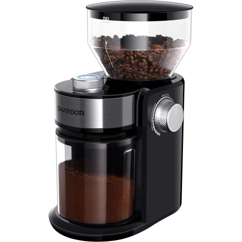SHARDOR Electric Burr Coffee Grinder 2.0, Automatic Coffee Bean Grinder for Home Use, Adjustable Burr Mill with 16 Precise Settings for Espresso & French Press, Glossy Black