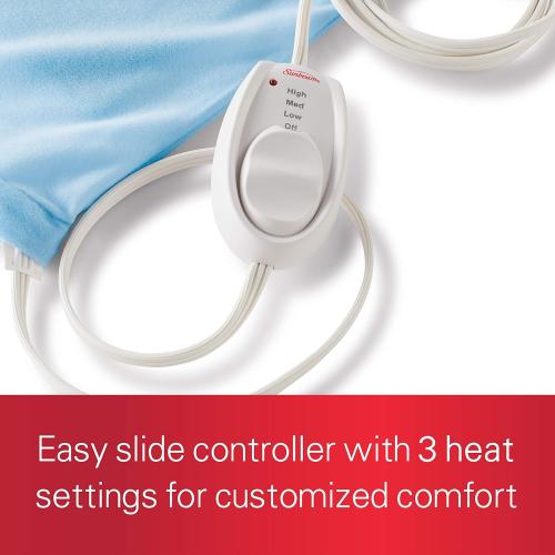 Sunbeam XL Heating Pad for Back Neck and Shoulder Pain Relief with Sponge for Moist Heating Option Extra Large 12 x 24 Blue