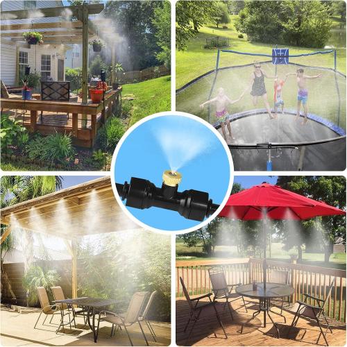 Size 75ft Outside Patio - 75FT Misting Cooling System with 28 Brass Nozzles and 3/4 Adapter, 23M DIY Outdoor Misters Kit for Garden, Greenhouse, and Patio Cooling