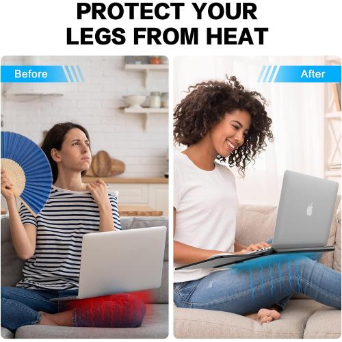 AboveTEK Portable Laptop Lap Desk w/Retractable Left/Right Mouse Pad Tray, Non-Slip Heat Shield Tablet Notebook Computer Stand Table w/Sturdy Stable Work Surface for Bed Sofa Couch or Travel