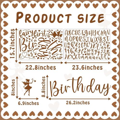 Custom Name Fairy First Birthday Decal Sign for Backdrop Sweet Baby Girl 1st Birthday Party Decorations Vinyl Sticker for Balloon Arch Fairy Girl Happy First Birthday Banner Baby Shower Party Supplies