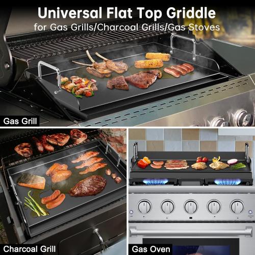 Size 17x13 Universal Griddle for Gas Grill - 17 x 13 Flat Top Grill Plate with Nonstick Ceramic Coating, Griddle Insert for Gas Stove, Outdoor Camping & Tailgating