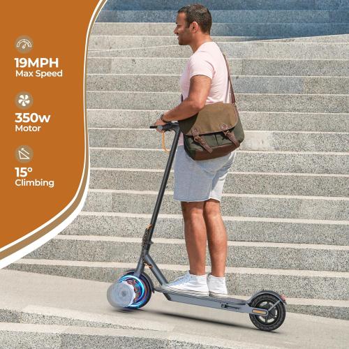 Electric Scooter, 350W Motor, 21-23 Miles Long Range, 19 Mph Speed, 8.5 Portable Folding Commuting Scooter, Double Braking System, Max Load 264Ibs (SP03-21Miles)