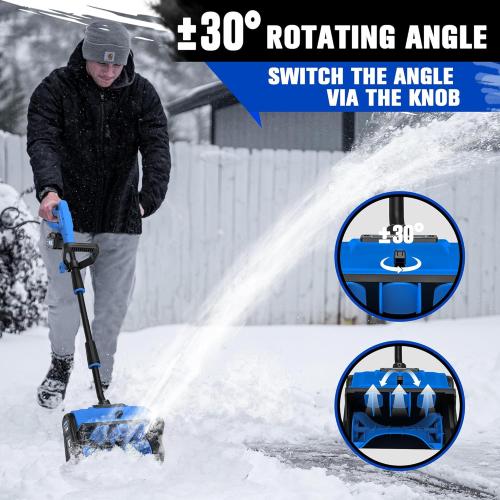40V Cordless Snow Shovel, 13 Inch 4.0Ah Electric Snow Shovel with Directional Plate, Brushless Cordless Snow Blower for Pathway, Patio, Deck, Driveway, Blue