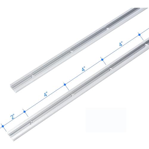 T Track 48 with Wood Screws- Double-Cut Profile Aluminum T-Track with Predrilled Mounting Holes -Woodworking and Clamps-Fine Sandblast Anodized -Silver Color -2 Pack
