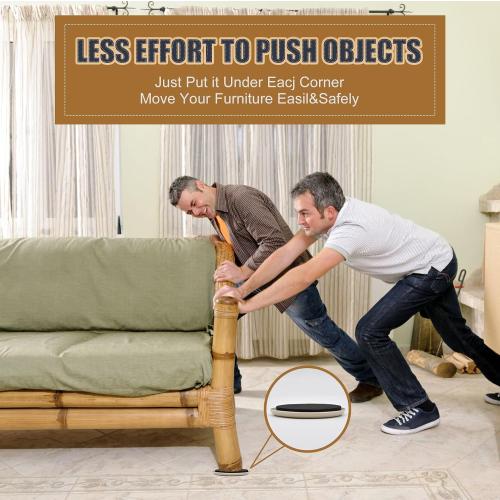 Furniture Sliders, Furniture Sliders Pads for Hardwood Floors, Chair Legs Floors Protectors, Reusable Round Glides Glider, Heavy Duty Furniture Movers Sliders (8 Pcs, 3 1/2inch，Coffee)