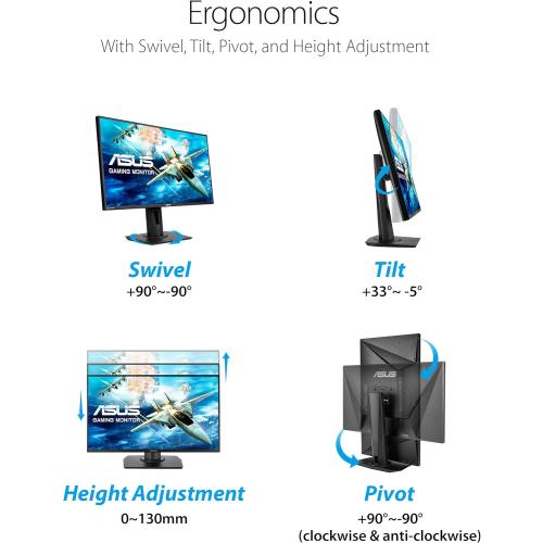 ASUS VG278QR 27” Gaming Monitor 165Hz Full HD (1920 x 1080) 0.5ms G-SYNC Eye Care DisplayPort HDMI DVI