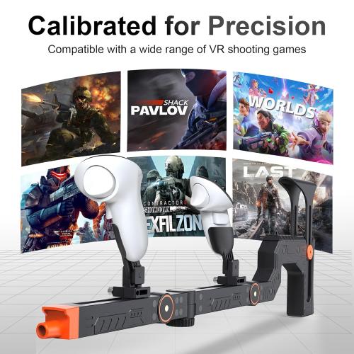 Upgraded VR Gun Stock Compatible with Meta Quest 3/ Quest 3S, Adjustment Gunstock Magnetic Accessories for Oculus Quest 3/3S, Controller Grips with Shoulder Straps for Enhance Control Feel, Realistic FPS Gaming Experience