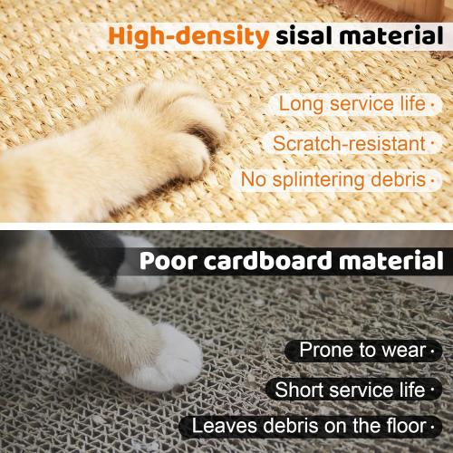 Cat Scratcher, Natural Sisal Cat Scratcher Pad & Interactive Kitten Toy with Ball Track and Catnip Ball for Indoor Hunting, Sleeping Physical Exercise, Puzzle for Small to Large Cats