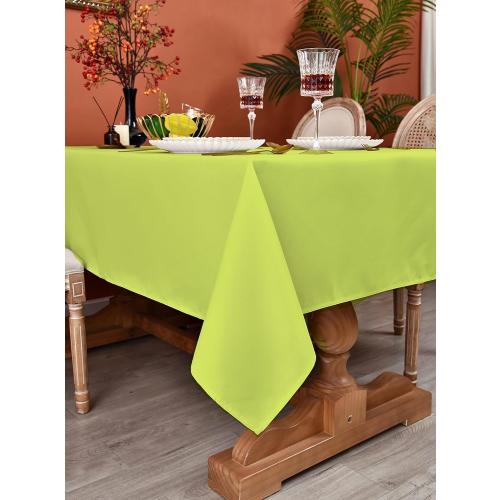 MEANMOY Lime Green 210 GSM Water & Stain Resistant Square Tablecloth - Solid 54 x 54 Inch Rectangle Table Cloth Cover in Wrinkle Free Washable Wipe Clean Polyester Fabric for Wedding, Party, Banquet