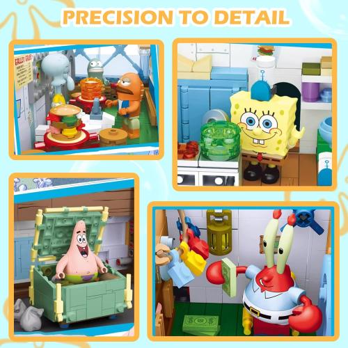 Toy Building Brick Blocks Toys Sets Display Box kit Action Figures Pineapple House Patrick Stone Star Home for Boys and Girls Kids Age 2-4, 3-5, 5-7, 8-12 Fans STEM Gift (2718 pcs)