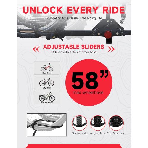 Young Bike Rack Hitch for Car - 200LB 2-Bike Rack Hitch Mount Platform Style Hitch Bike Rack，Smart Tilting & Easy Fold for Car SUV with 2 Inch Receiver，Bike Carrier Fits Up to 5-inch Fat Tire