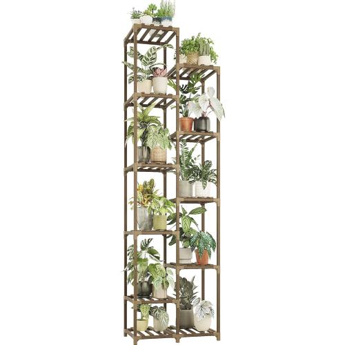Bamworld Plant Stand Indoor Outdoor 11 Tier Tall Large Wood Plant Shelf Multi Tier Flower Stands Garden Shelves Wooden Plant Display Holder Rack for Living Room Corner