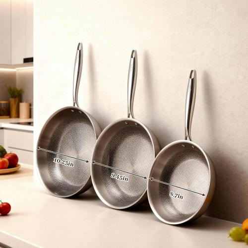 9.45 Inch Titanium Pan,99.6% Titanium Frying Pan for Cooking Healthy Non-Toxic Cookware with Lid Plateful Pan for Even Heating, Induction Compatible, Oven & Broiler Safe