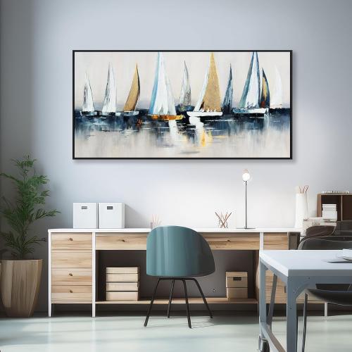 Canvas Wall Art Abstract Wall Decor Sailboat Picture Framed Artwork Modern Aesthetic Suitable for Living Room Bedroom and Office Home Wall Decor 20x40