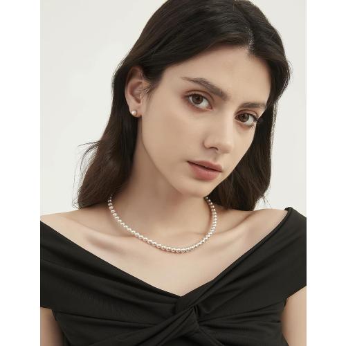 Mameloly Pearl Earrings for Women Dainty 925 Sterling Silver 14K Gold Plated 6MM/8MM/10MM/12MM Handpicked Simulated White Pearl Stud Earrings Hypoallergenic