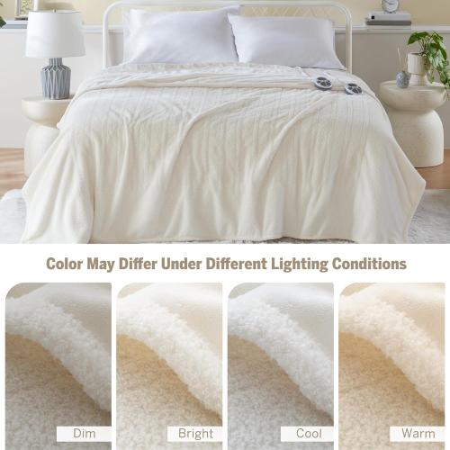 Serta Heated Blanket, Eletric King Size Blanket, Soft, Warm, Fuzzy Heating Blanket King for Office, Couch, 1-12 hr Auto Shut Off Timer, 10 Lv Heat Setting, ETL Certified, King 100 x 90 Ivory