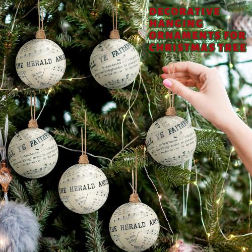Daifunli 12 Pcs 3.15 Inch Christmas Tree Music Notes Ornament Vintage Balls Music Themed Merry Christmas Hanging Decorations Xmas Festive Pendant Home Decoration
