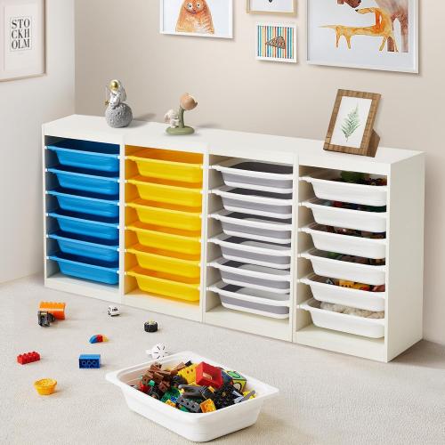 Beright Multipurpose Toy & Book Storage Cabinet with 6 Large Bins, White