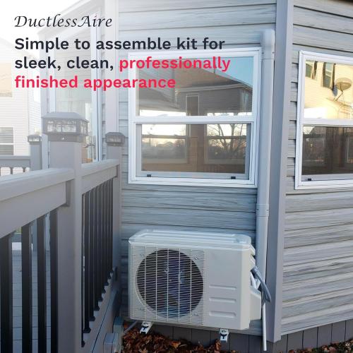DuctlessAire Paintable Mini Split Line Set Cover Kit - Lineset Cover for Ductless Mini Split Air Conditioner Unit - Outdoor Cable Covers - Wall Cap, Hide-A-Line, Coupler & End Cap (White, 3 x 7.5 Ft)