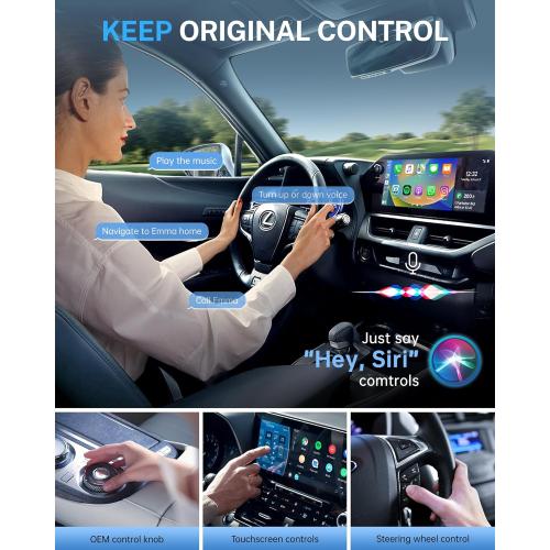 Jemluse Wireless CarPlay Adapter for Apple iPhone - Multi-User Seamless Connection for Convert Wired to Wireless Car Play Adapter - No Latency from iOS 10  to Screen w/USB C (Gray)