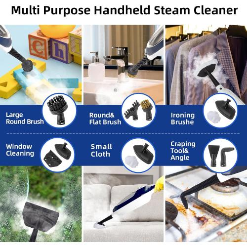 GorFanty Steam Mop - 10-in-1 Floor Steamer MultiPurpose Steam Cleaner | Detachable Handheld for Hardwood/Tile/Laminate All Floors Carpet Cleaning with 11 Accessories for Whole Home Use(Blue) ‼️used‼️