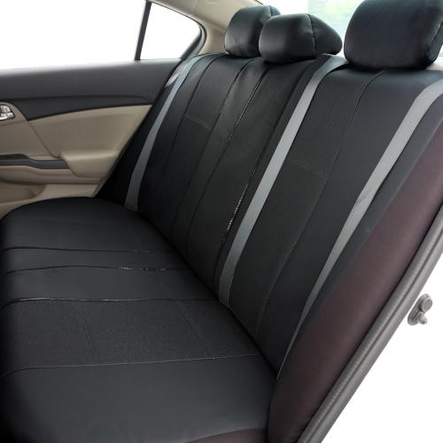 Deluxe Leatherette Seat Covers Rear Set, Airbag Compatible, Black Color-Universal Fit for Cars, Auto, Trucks, SUV